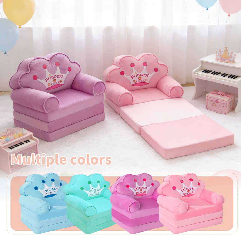 Kids Sofa Chair, 2-in-1 Kids Sofa Lounger with Pillow and Armrests Foldable Toddler Couch shown in the main product view