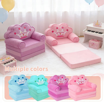 Kids Sofa Chair, 2-in-1 Kids Sofa Lounger with Pillow and Armrests Foldable Toddler Couch shown in the main product view