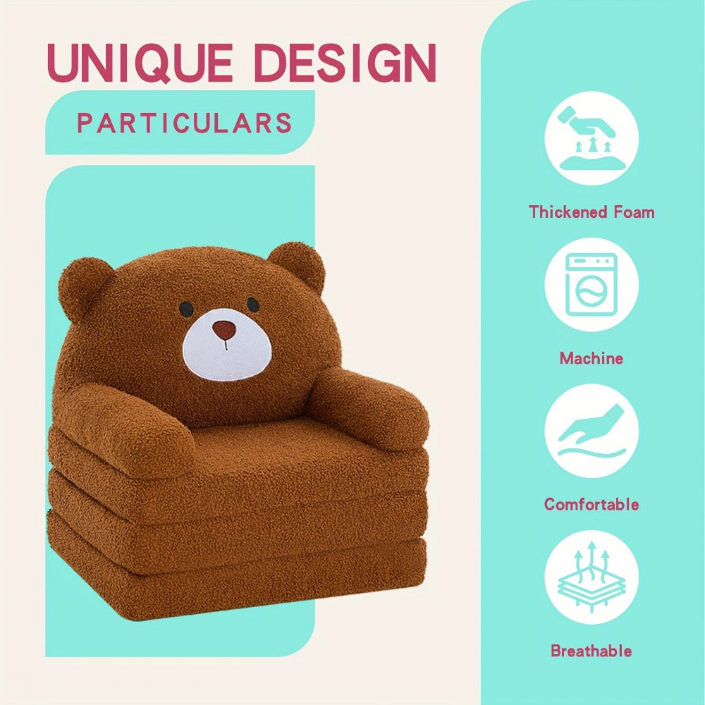 2-in-1 Foldable Kids Convertible Sofa Chair, Kids Flip-Out Chair detail image - detail view 12