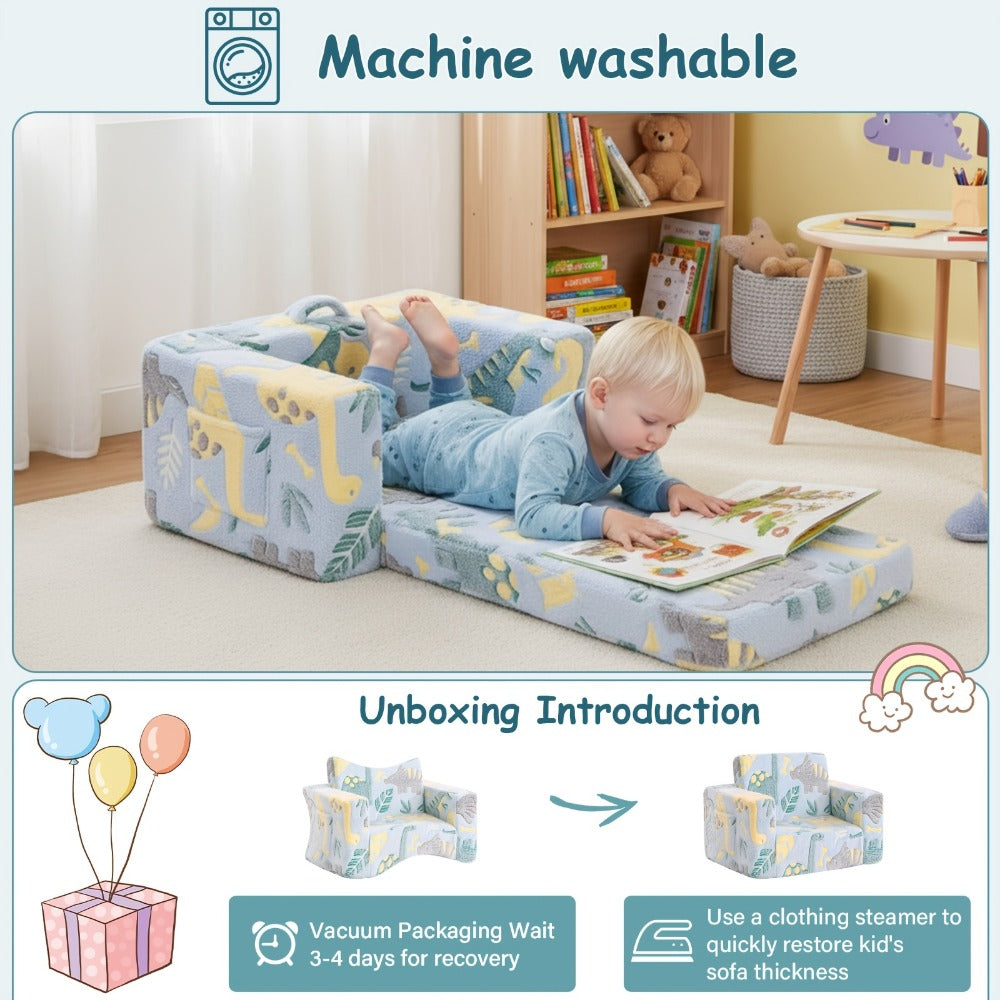 2-in-1 Foldable Kids Convertible Sofa Chair with Fold-Out Lounger for Kids' Room detail image - detail view 10