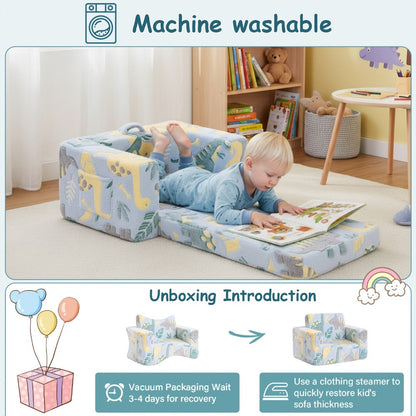 2-in-1 Foldable Kids Convertible Sofa Chair with Fold-Out Lounger for Kids' Room detail image - detail view 10