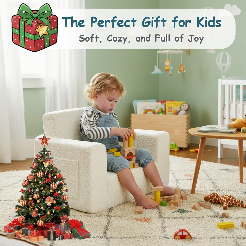 2-in-1 Foldable Kids Convertible Sofa Chair with Fold-Out Lounger for Kids' Room detail image - detail view 12