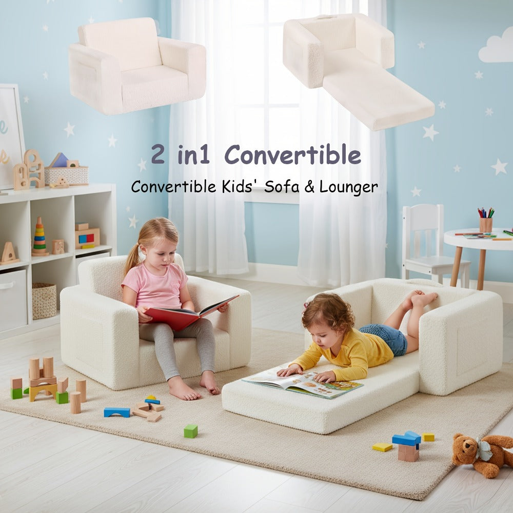 2-in-1 Foldable Kids Convertible Sofa Chair with Fold-Out Lounger for Kids' Room detail image - detail view 16