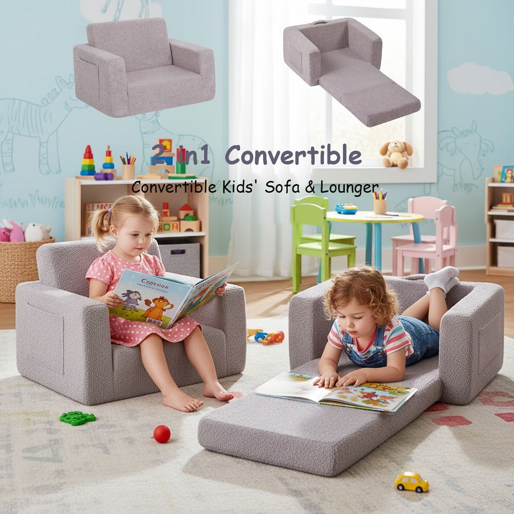 2-in-1 Foldable Kids Convertible Sofa Chair with Fold-Out Lounger for Kids' Room detail image - detail view 18