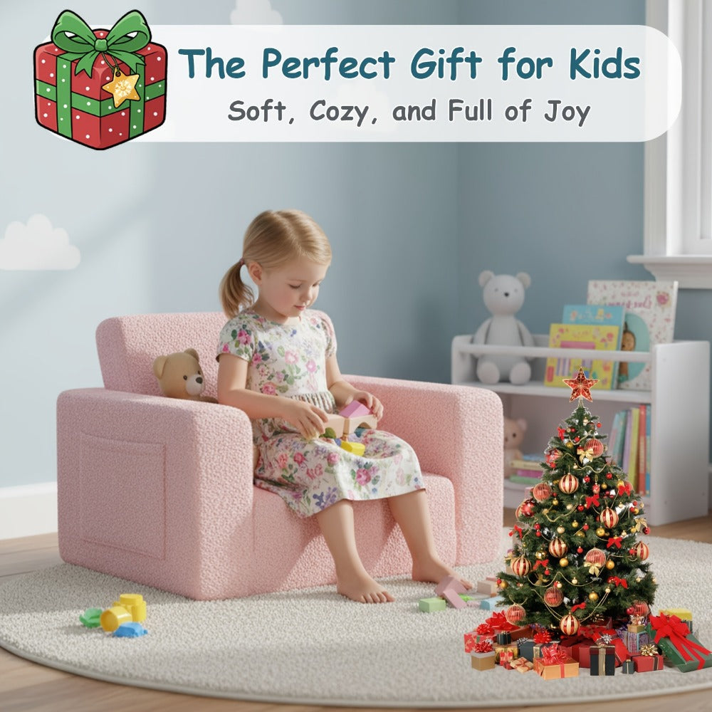 2-in-1 Foldable Kids Convertible Sofa Chair with Fold-Out Lounger for Kids' Room detail image - detail view 19
