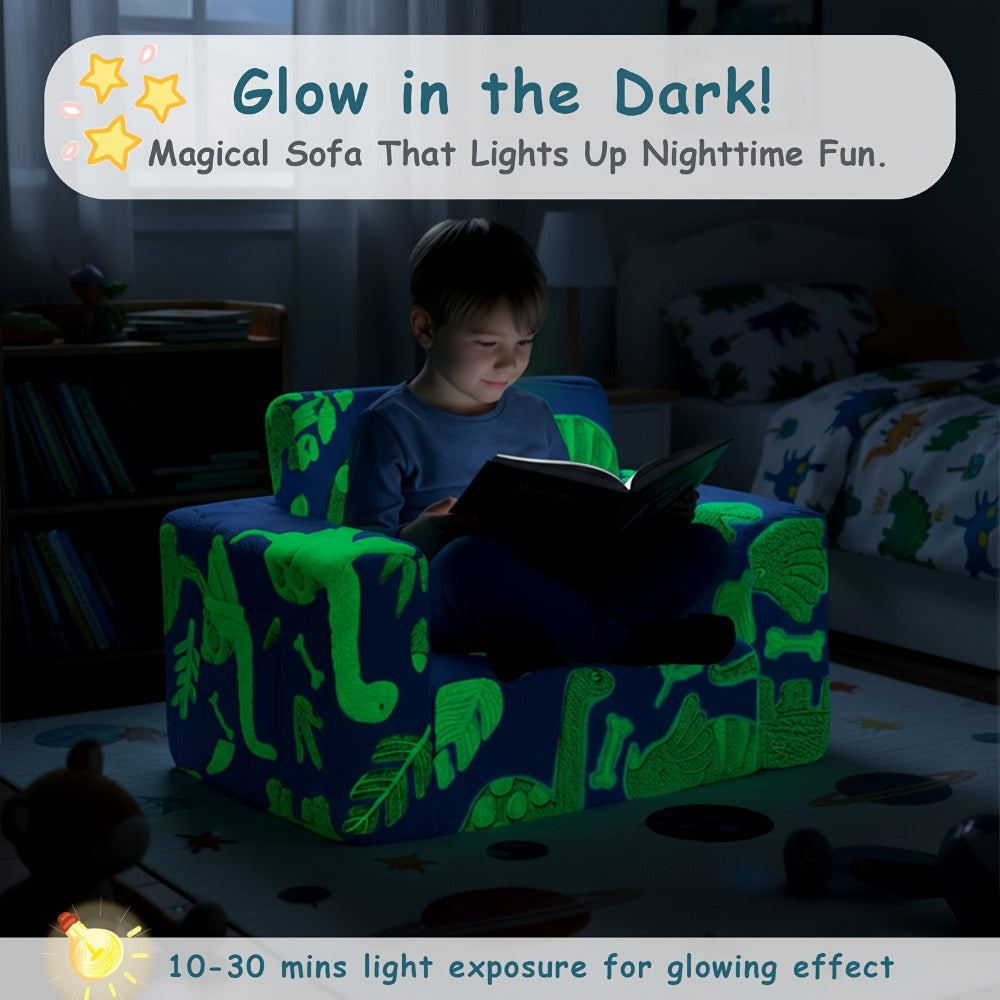 2-in-1 Foldable Kids Convertible Sofa Chair with Fold-Out Lounger for Kids' Room detail image