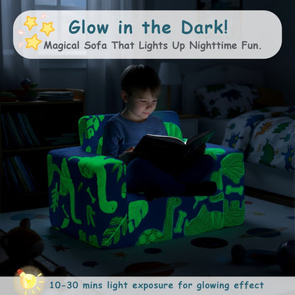 2-in-1 Foldable Kids Convertible Sofa Chair with Fold-Out Lounger for Kids' Room detail image