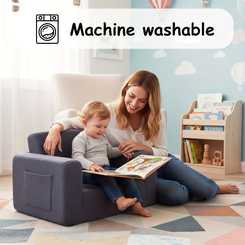 2-in-1 Foldable Kids Convertible Sofa Chair with Fold-Out Lounger for Kids' Room detail image - detail view 20