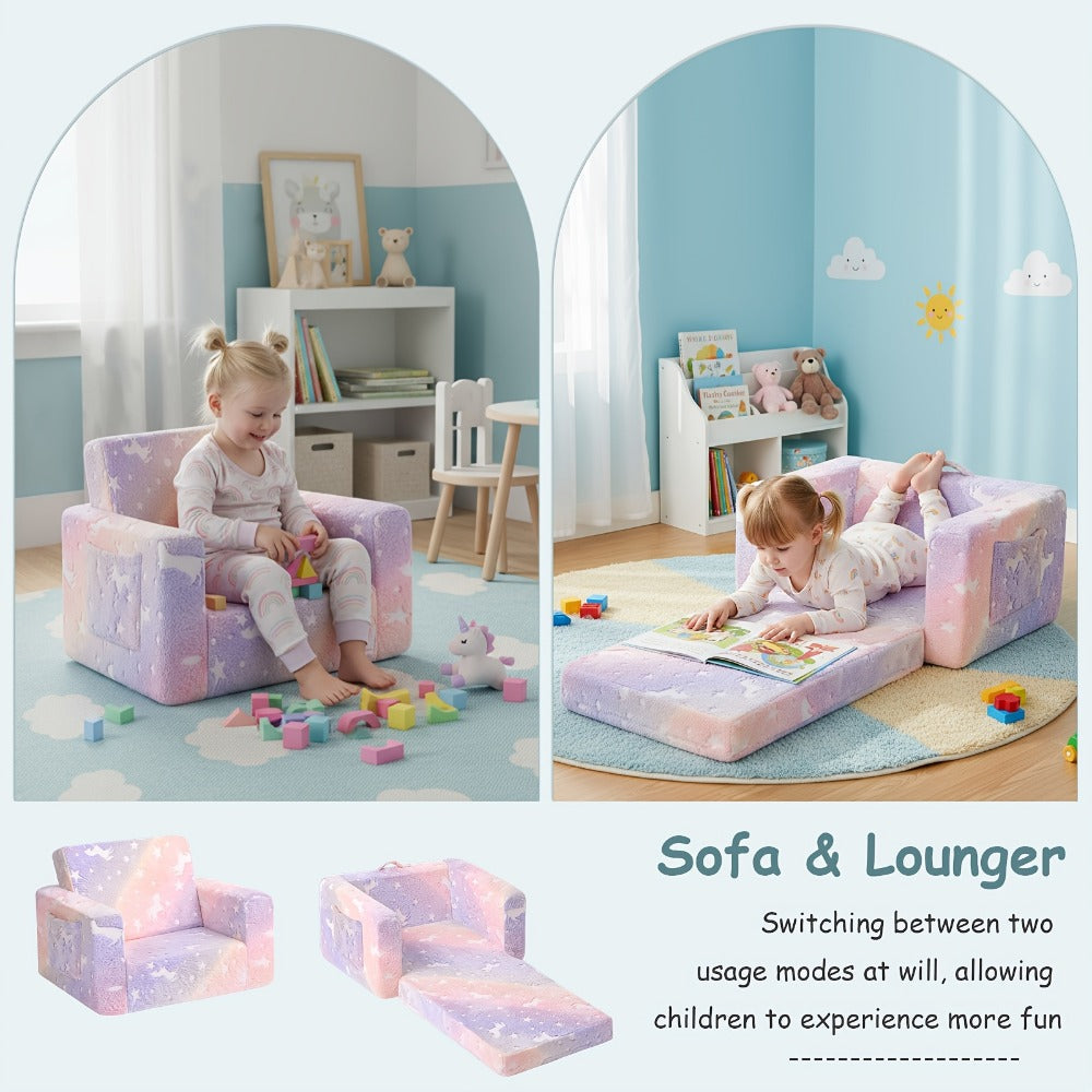 2-in-1 Foldable Kids Convertible Sofa Chair with Fold-Out Lounger for Kids' Room detail image - detail view 25