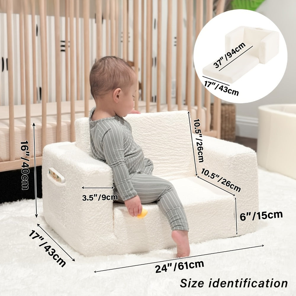 2-in-1 Foldable Kids Convertible Sofa Chair with Fold-Out Lounger for Kids' Room detail image - detail view 4