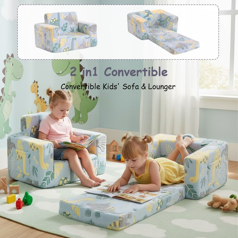 2-in-1 Foldable Kids Convertible Sofa Chair with Fold-Out Lounger for Kids' Room detail image - detail view 6
