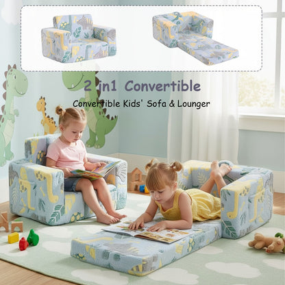 2-in-1 Foldable Kids Convertible Sofa Chair with Fold-Out Lounger for Kids' Room detail image - detail view 6