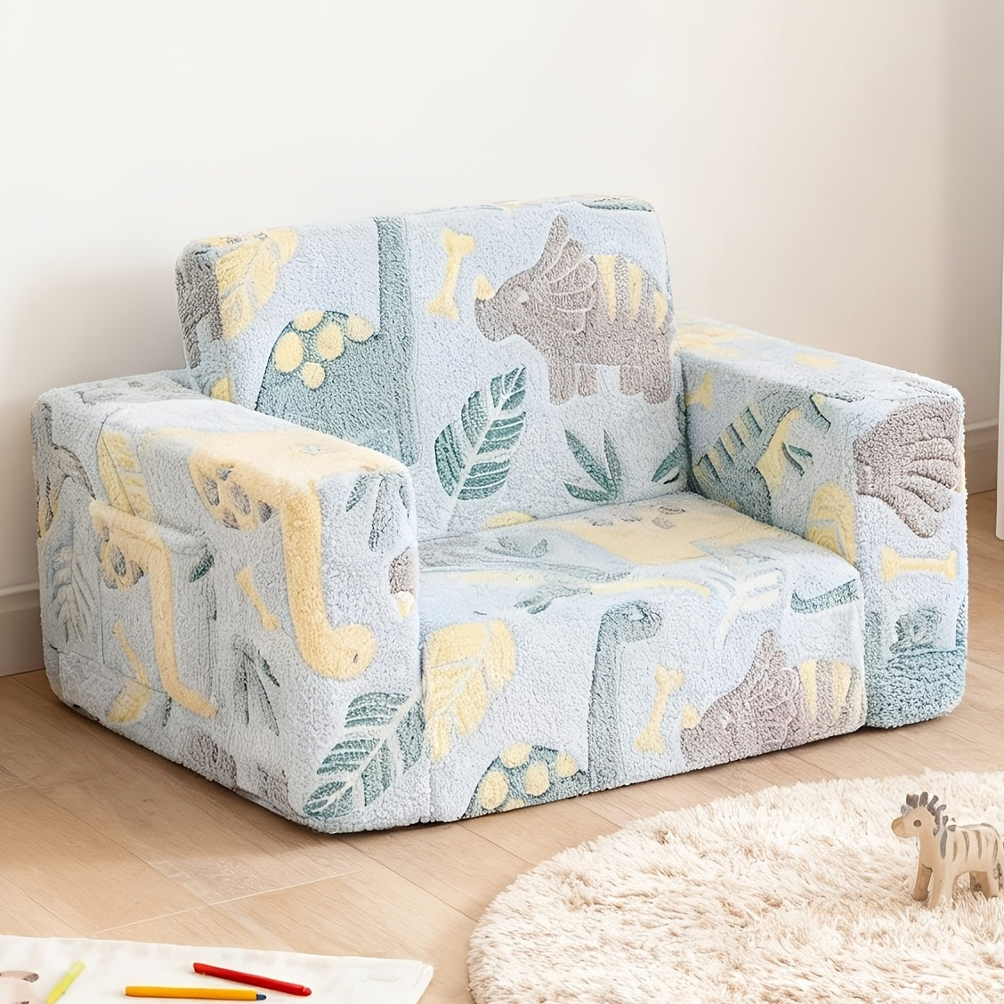 Kids Sofa Chair shown in the Green Dinosaur, 708.66inch+ option