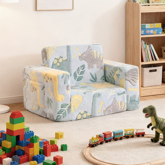 Kids Sofa Chair, Kids Convertible Sofa Chair Fold Out Couch Bed, 2-in-1 Plush Folding shown in the main product view