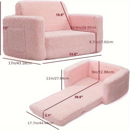 2-in-1 Foldable Kids Convertible Sofa Chair with Fold-Out Lounger detail image