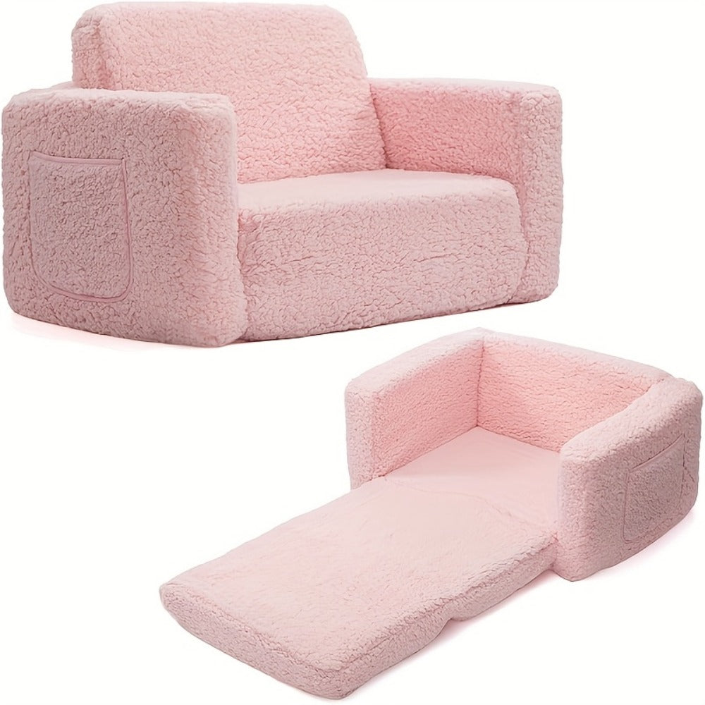 2-in-1 Foldable Kids Convertible Sofa Chair with Fold-Out Lounger detail image - detail view 3