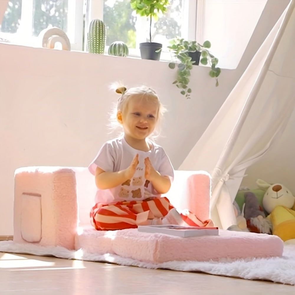 2-in-1 Foldable Kids Convertible Sofa Chair with Fold-Out Lounger detail image - detail view 6
