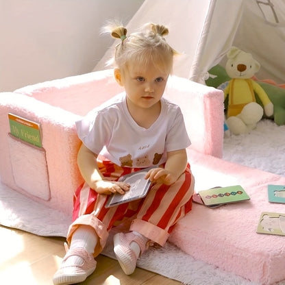 2-in-1 Foldable Kids Convertible Sofa Chair with Fold-Out Lounger detail image - detail view 9