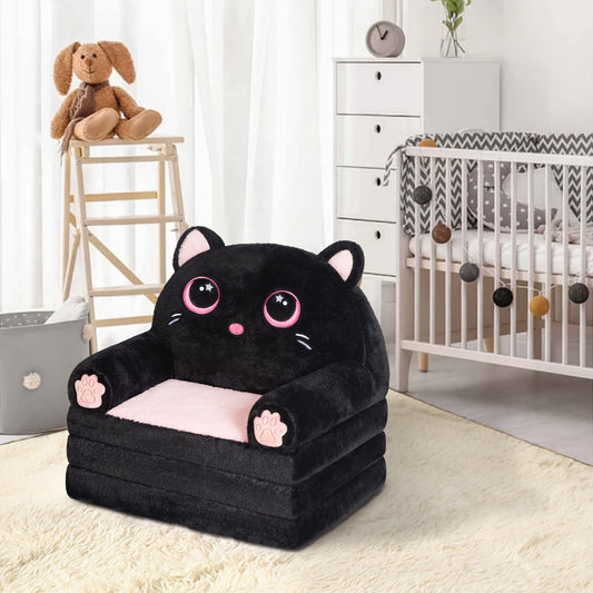 Kids Sofa Chair, Kids Foldable Sofa Chair 2-in-1 Velvet Memory Foam Cat Lounger for Girls shown in the main product view