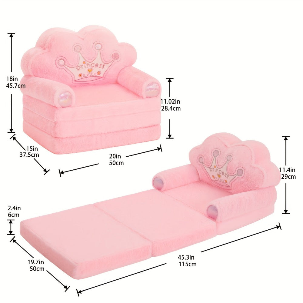 2-in-1 Foldable Kids Convertible Sofa Chair with Washable Cover and Memory Foam detail image