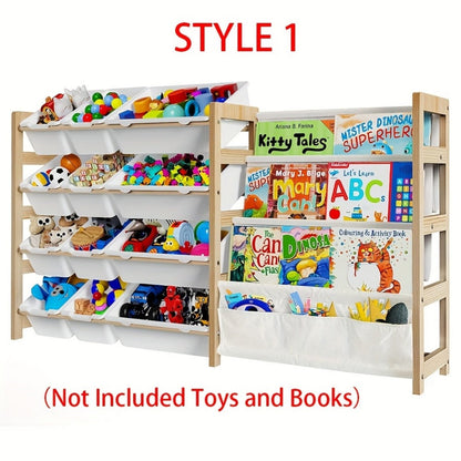 2-in-1 Kids Bookshelf Organizer for Organized Everyday Storage in Kids' Room detail image - detail view 3