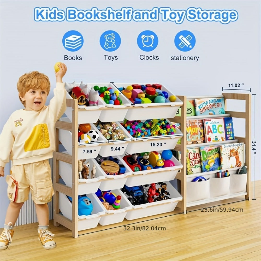 2-in-1 Kids Bookshelf Organizer for Organized Everyday Storage in Kids' Room detail image - detail view 4