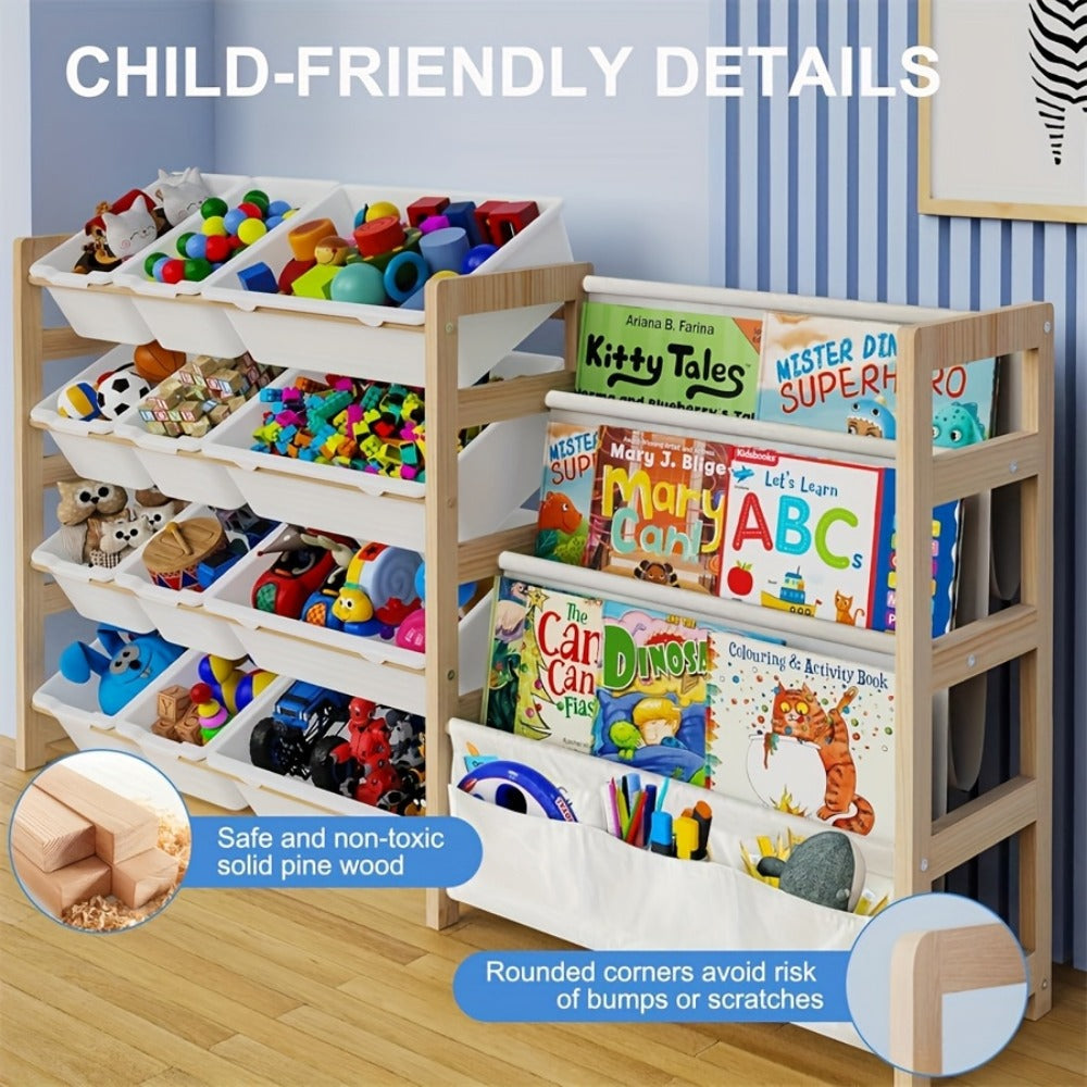 2-in-1 Kids Bookshelf Organizer for Organized Everyday Storage in Kids' Room detail image - detail view 5
