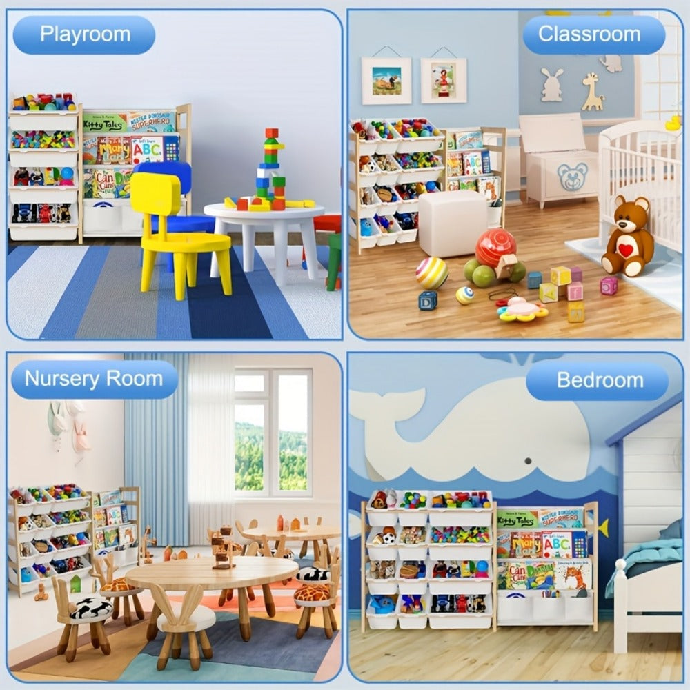 2-in-1 Kids Bookshelf Organizer for Organized Everyday Storage in Kids' Room detail image - detail view 6