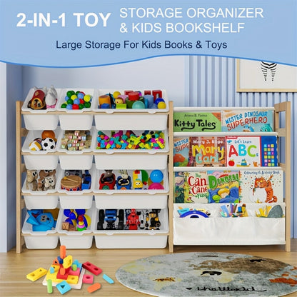 2-in-1 Kids Bookshelf Organizer for Organized Everyday Storage in Kids' Room detail image - detail view 7