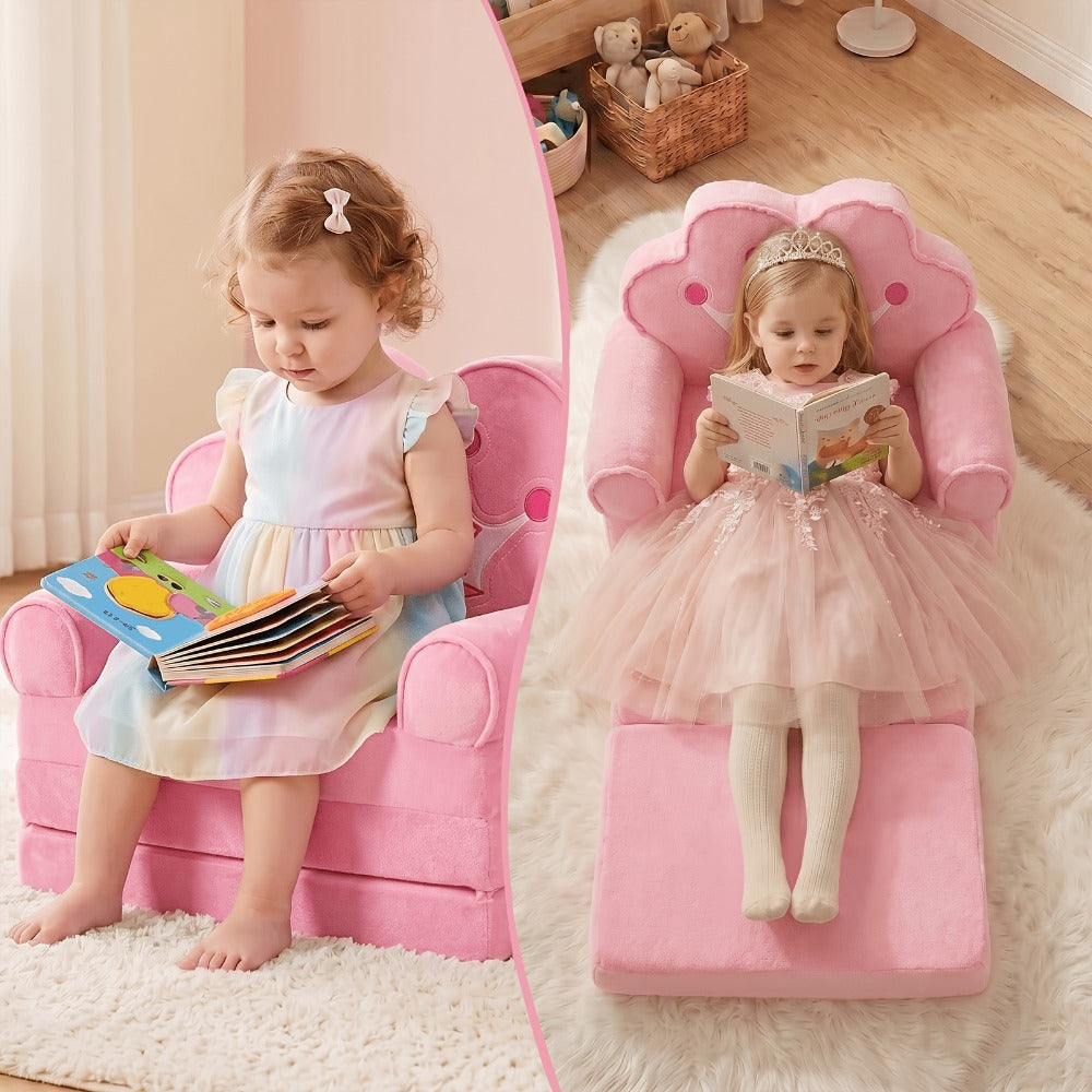 2-in-1 Kids Convertible Sofa Chair, Fold-Out Toddler Lounger for Kids' Room detail image