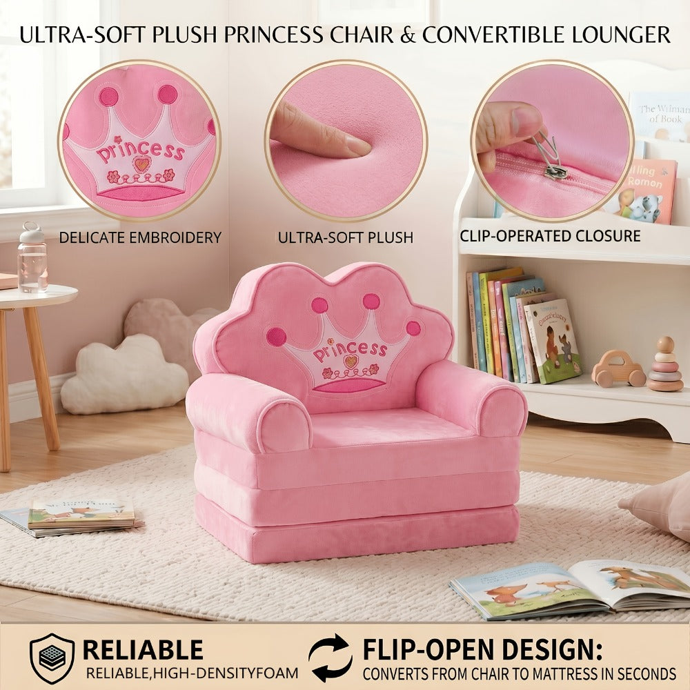 2-in-1 Kids Convertible Sofa Chair, Fold-Out Toddler Lounger for Kids' Room detail image - detail view 6