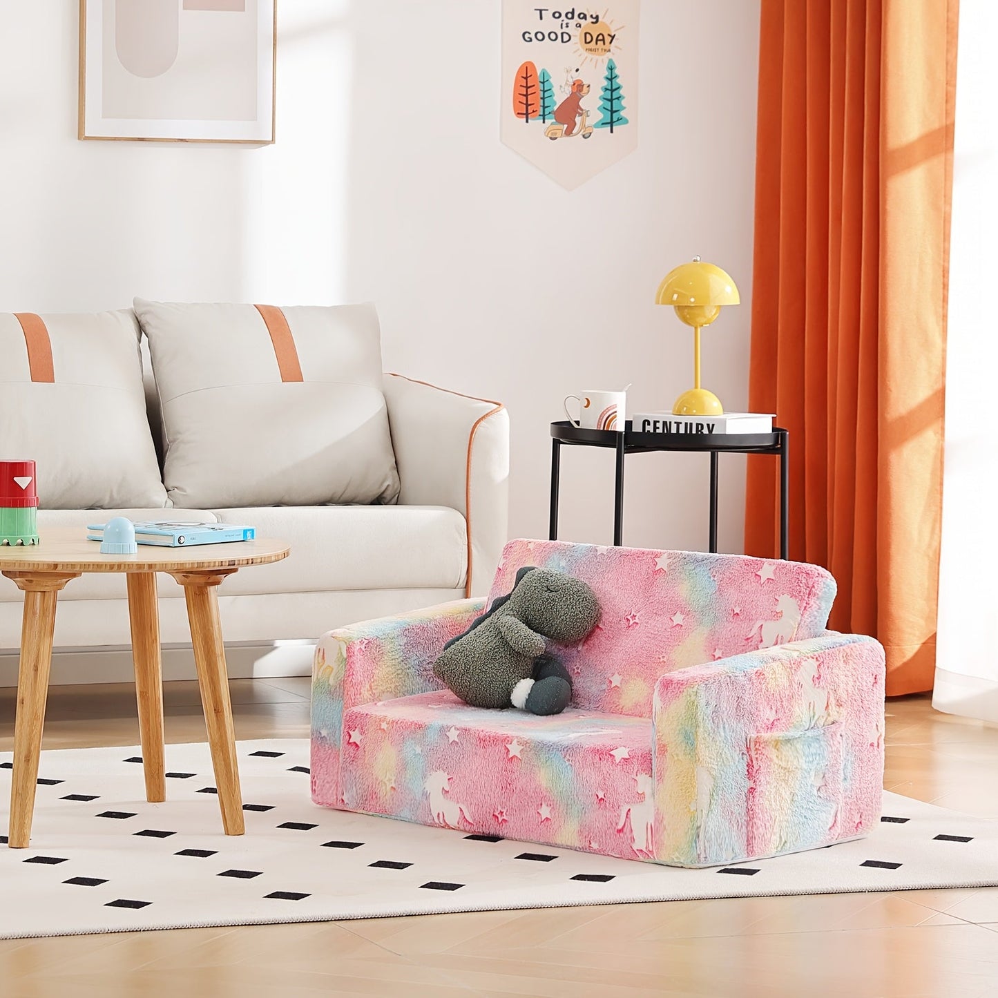 Kids Sofa Chair shown in the Colorful Pegasus-Glow in dark option