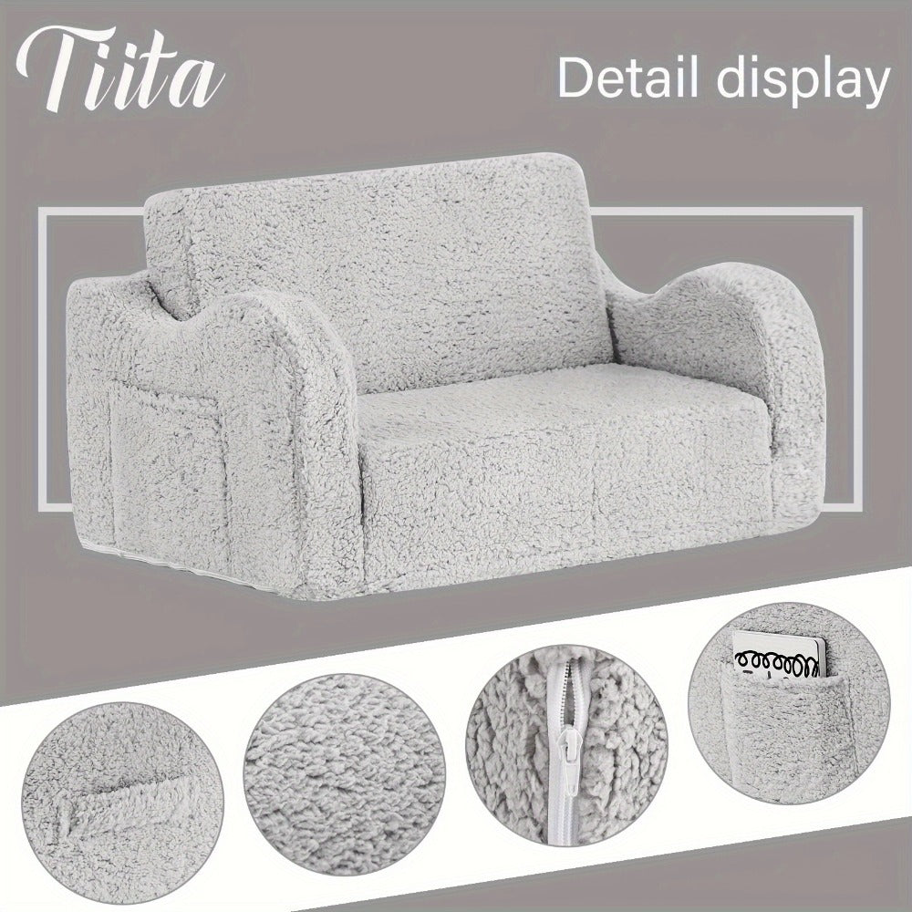 2-in-1 Kids Convertible Sofa Chair, Kids Flip-Out Chair for Comfortable Everyday Seating detail image - detail view 12