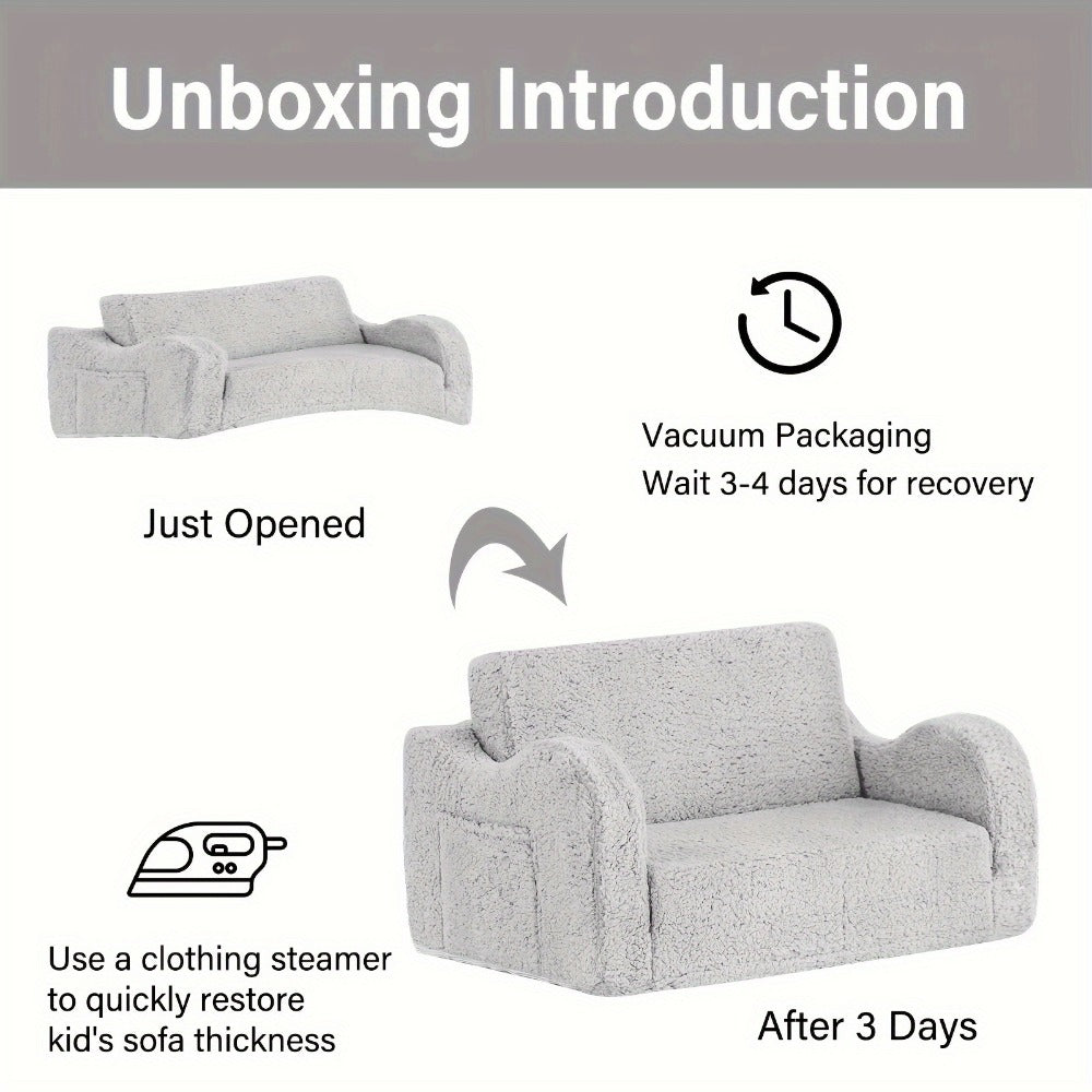 2-in-1 Kids Convertible Sofa Chair, Kids Flip-Out Chair for Comfortable Everyday Seating detail image - detail view 6