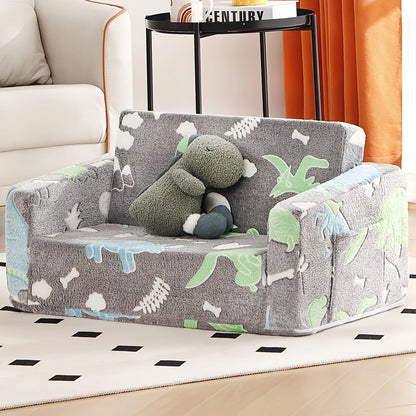 Kids Sofa Chair shown in the Gray Dinosaur-sofa-Night light option