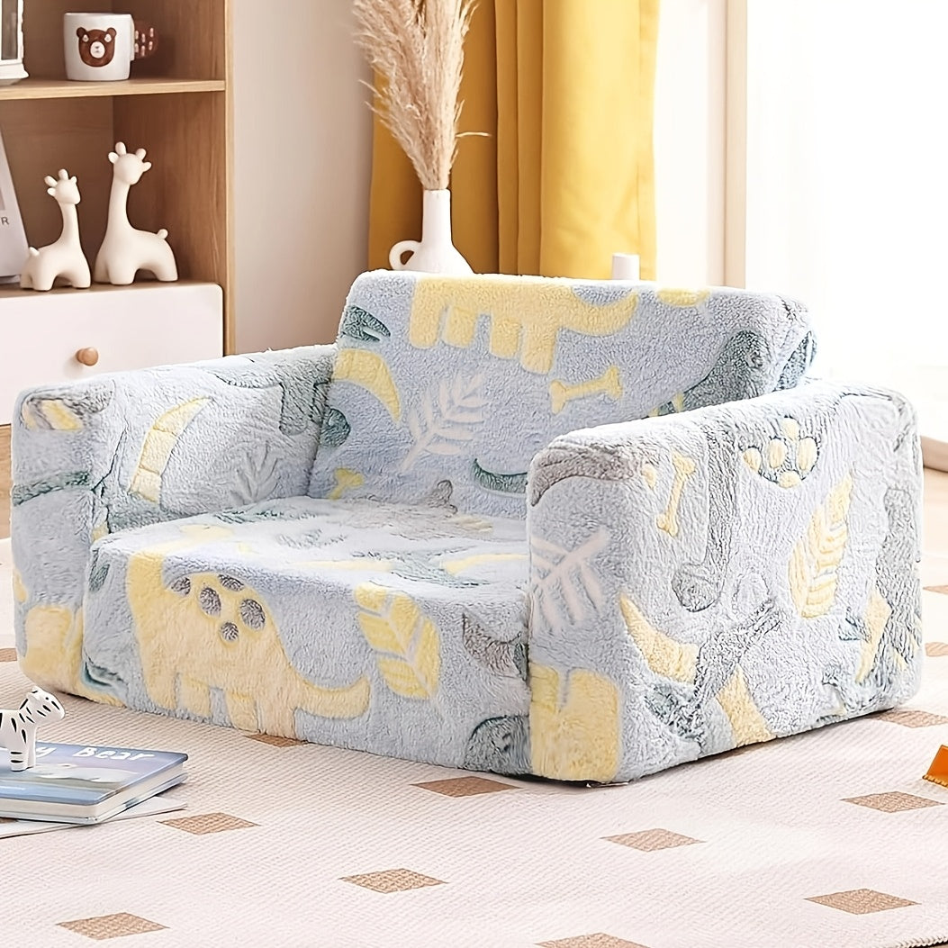 Kids Sofa Chair shown in the Green Dinosaur option