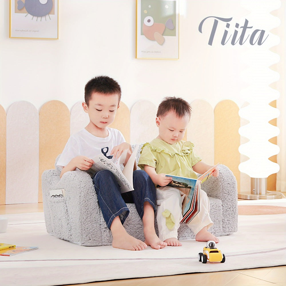 Kids Sofa Chair, 2-in-1 Fold Out Couch for Girls & Boys, Extra Soft 2-Seat Children's shown in the main product view