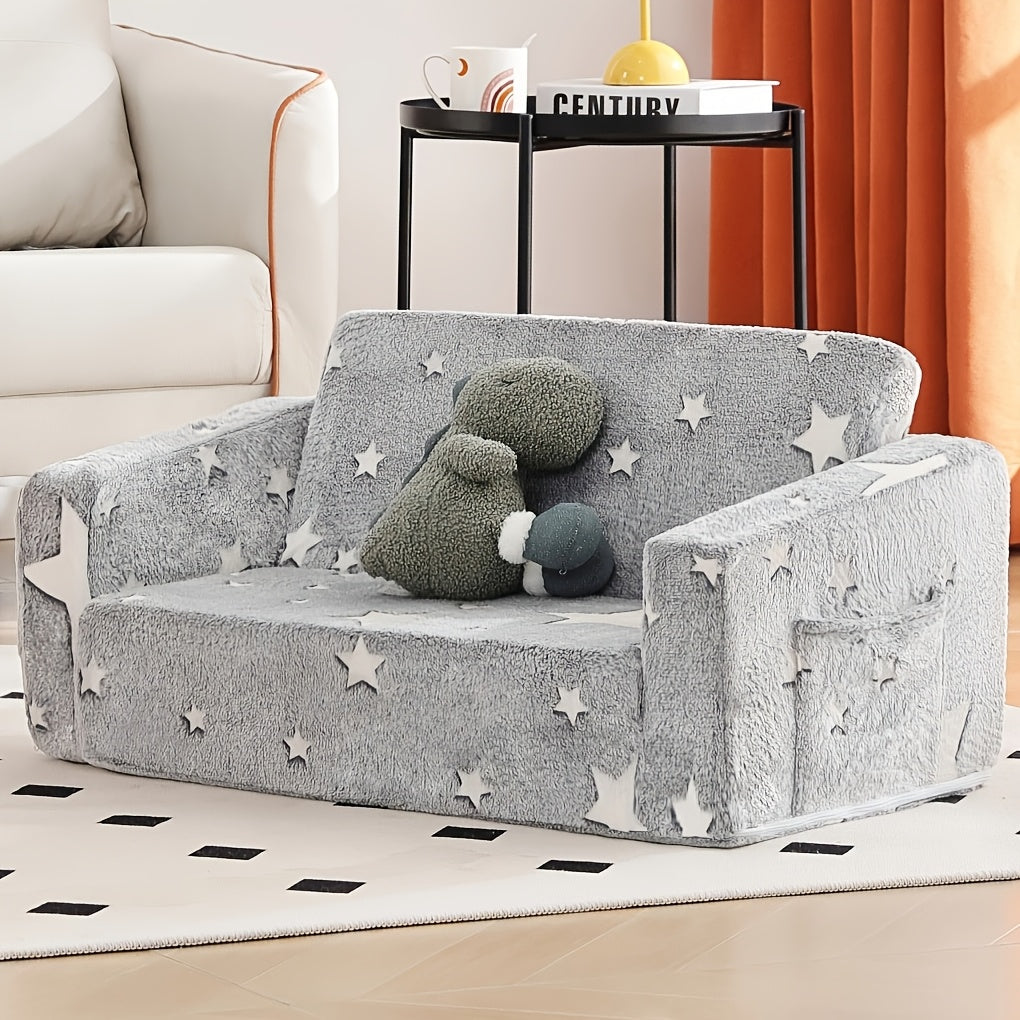 Kids Sofa Chair shown in the Star-sofa-Night light option