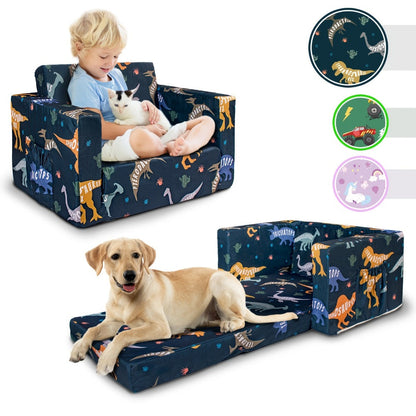 Kids Sofa, 2-in-1 & Fold-Out Lounger - Convertible Soft Chair for Boys & Girls, Unicorn shown in the main product view