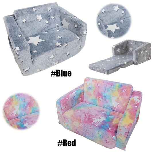 Kids Sofa, Kids Glow in the Dark Sofa 2-in-1 Convertible Sofa Bed - Super Soft Plush shown in the main product view
