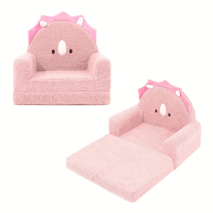 Kids Sofa shown in the 2-Fold Sofa, Pink Triceratops option
