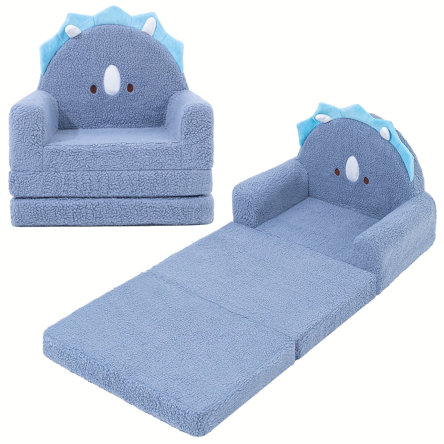 Kids Sofa shown in the 3-Fold Sofa, Blue Triceratops option