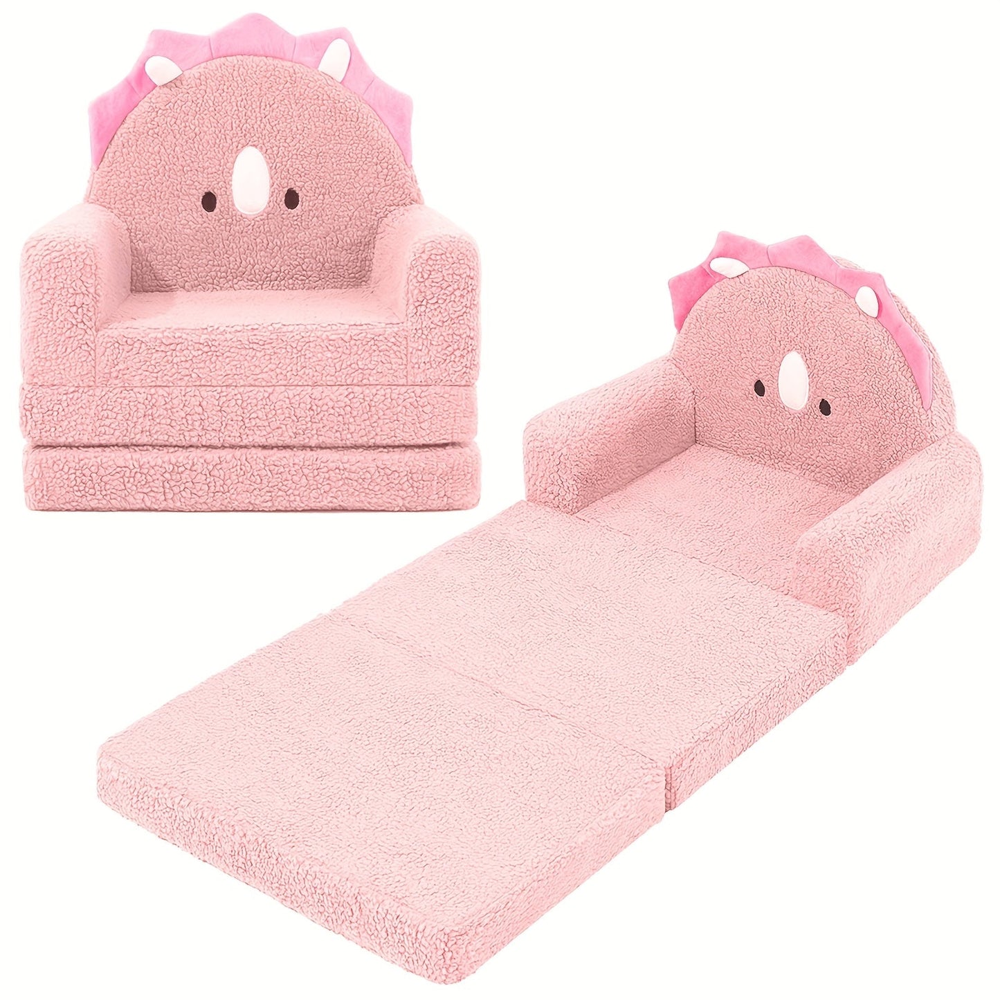 Kids Sofa shown in the 3-Fold Sofa, Pink Triceratops option