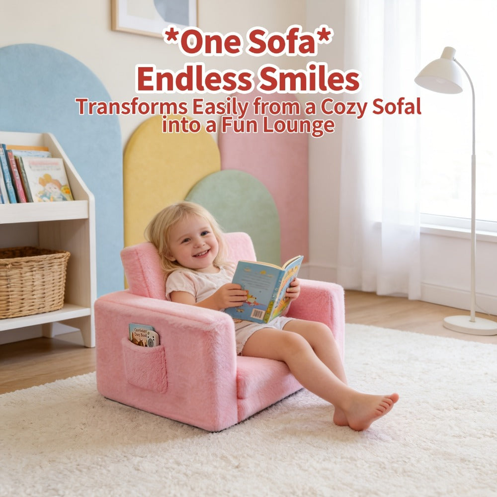 2-in-1 Velvet Kids Convertible Sofa Chair with Fold-Out Lounger for Kids' Room detail image - detail view 12