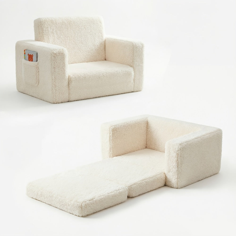 2-in-1 Velvet Kids Convertible Sofa Chair with Fold-Out Lounger for Kids' Room detail image - detail view 6