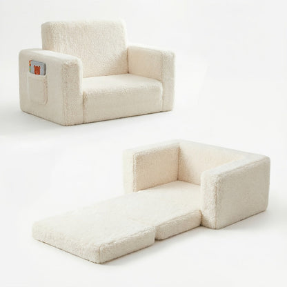 2-in-1 Velvet Kids Convertible Sofa Chair with Fold-Out Lounger for Kids' Room detail image - detail view 6