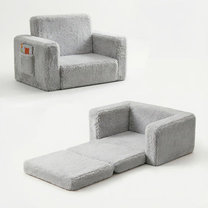 Kids Sofa, Kids Velvet Sofa 2-in-1 Convertible Recliner Chair with Storage Pocket Pocketed shown in the main product view