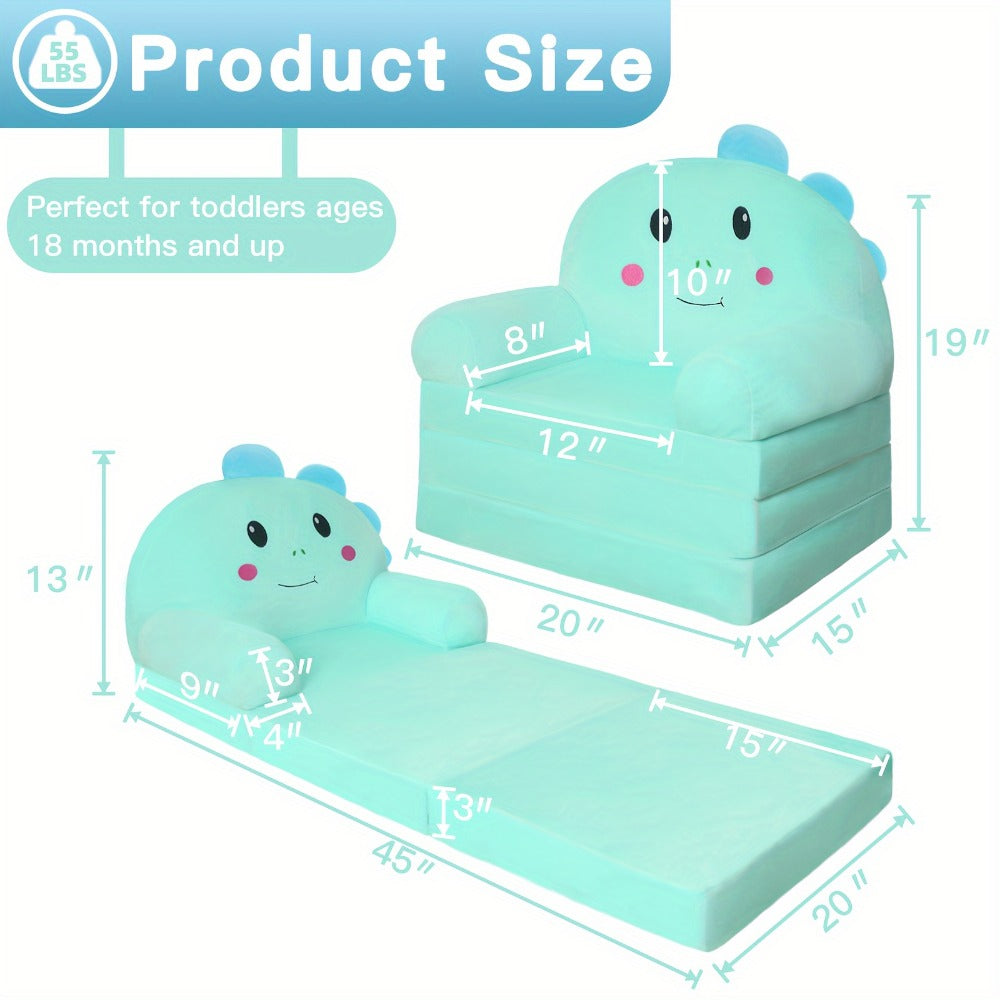 2-in-1 Velvet Kids Foldable Sofa with Fold-Out Lounger and Memory Foam for Kids' Room detail image - detail view 10