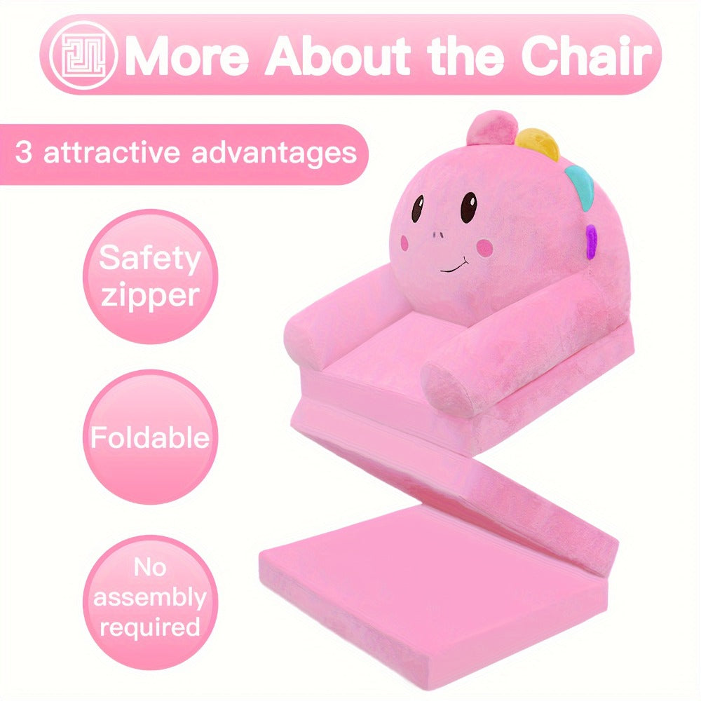 2-in-1 Velvet Kids Foldable Sofa with Fold-Out Lounger and Memory Foam for Kids' Room detail image - detail view 6