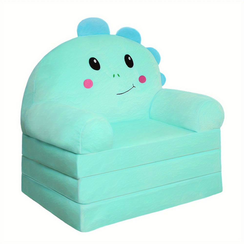 2-in-1 Velvet Kids Foldable Sofa with Fold-Out Lounger and Memory Foam for Kids' Room detail image - detail view 8